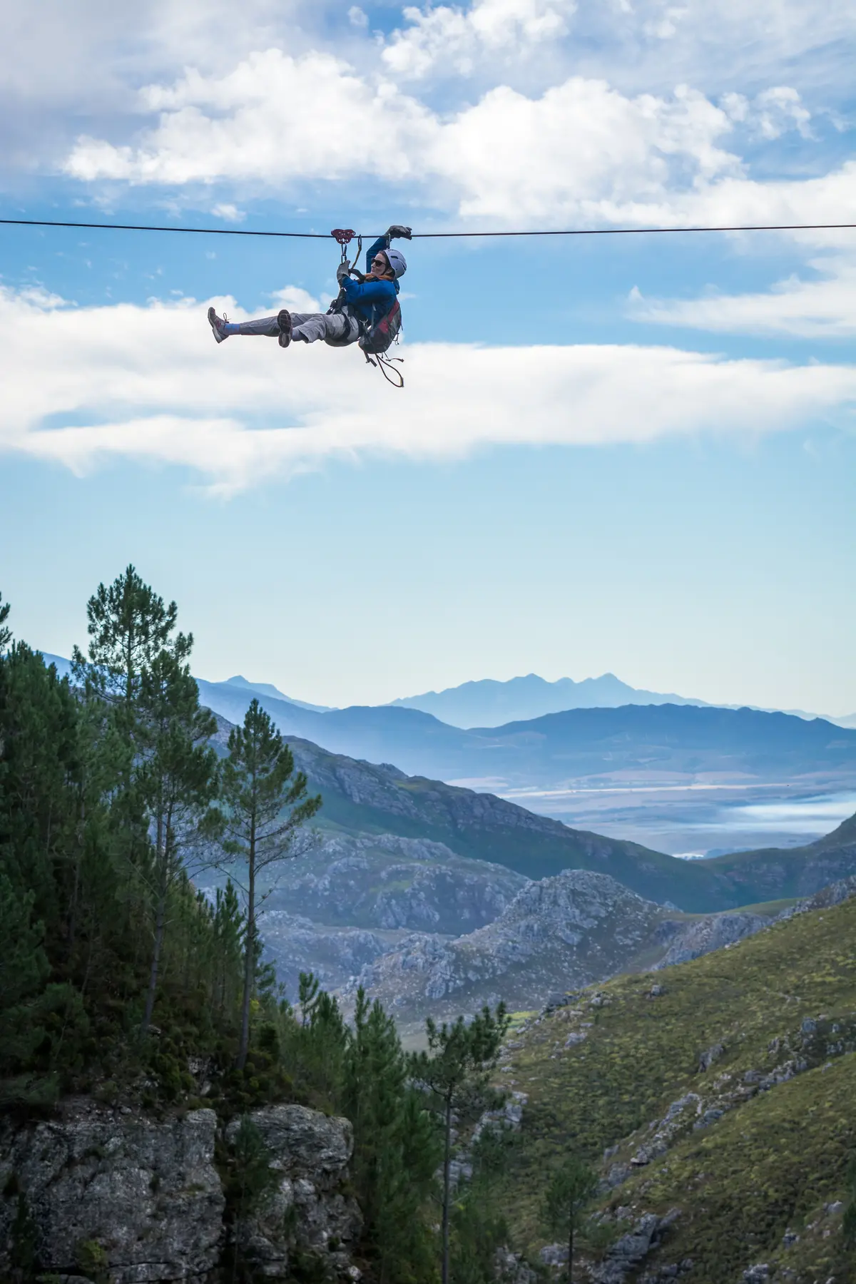 Ziplining across the sky